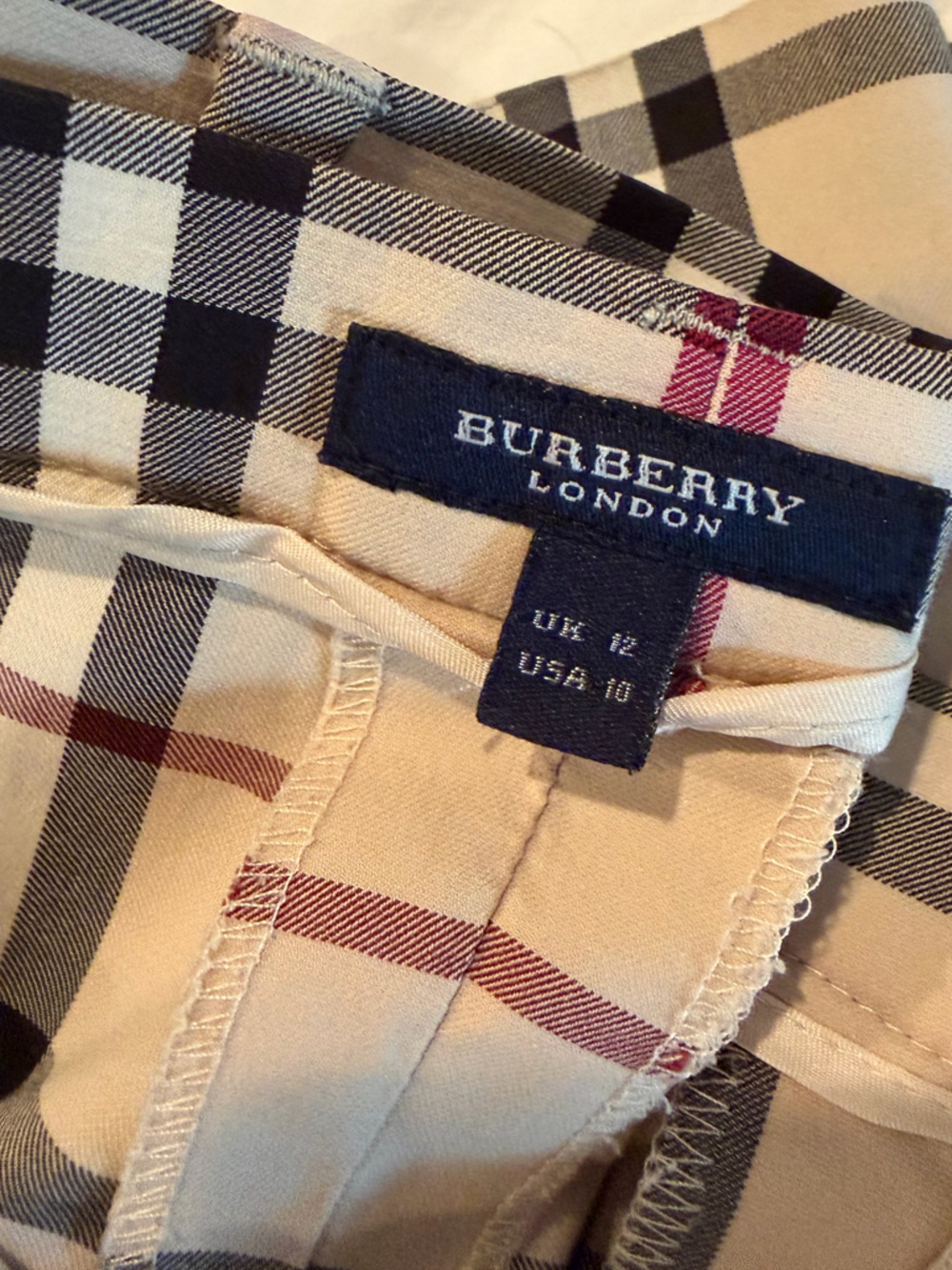 Vintage Burberry London Nova Check Sz 10 Women’s Cotton Trousers Made in France - Picture 2 of 12